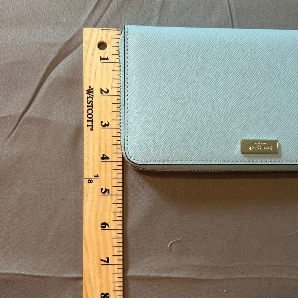 Kate Spade Grace Blue Newbury Lane Neda Wallet Leather Zip Around Saffiano Leath - Picture 7 of 7